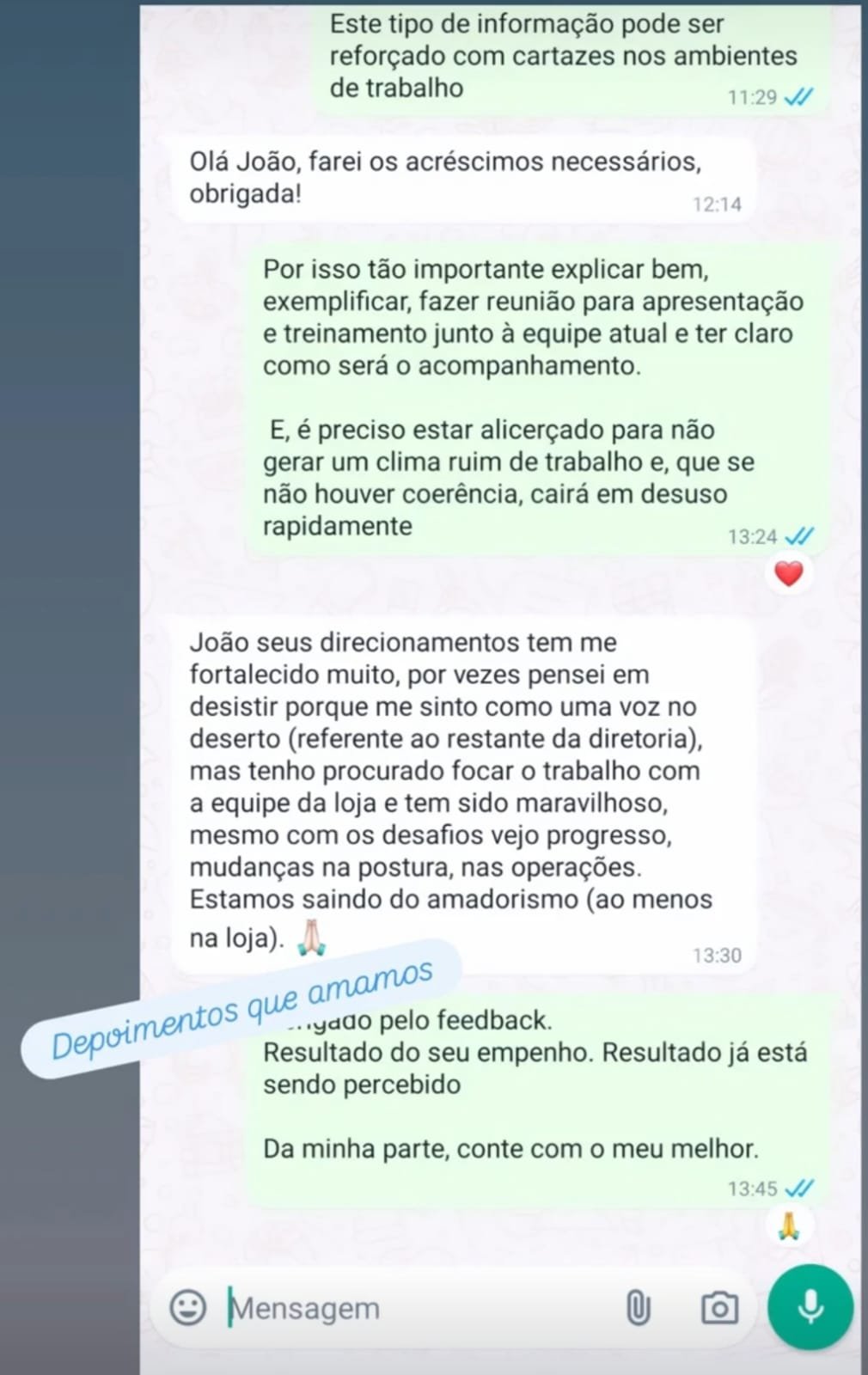 Depoimento WhatsApp